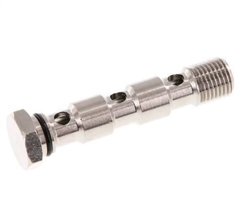 Boulon banjo à 3 voies en laiton nickelé avec filetage mâle G1/4'' NBR