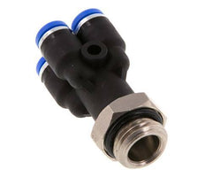 4mm x G1/4'' 4-way Y Manifold Push-in Fitting with Male Threads Brass/PA 66 NBR Rotatable
