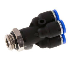 6mm x G1/4'' 4-way Y Manifold Push-in Fitting with Male Threads Brass/PA 66 NBR Rotatable