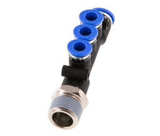 6mm x 8mm x R3/8'' Manifold à 3 voies avec filetage mâle Laiton/PA 66 NBR Rotatif