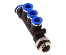 8mm x 10mm x G3/8'' Manifold à 3 voies avec filetage mâle Laiton/PA 66 NBR Rotatif