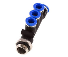 8mm x 10mm x G3/8'' Manifold à 3 voies avec filetage mâle Laiton/PA 66 NBR Rotatif