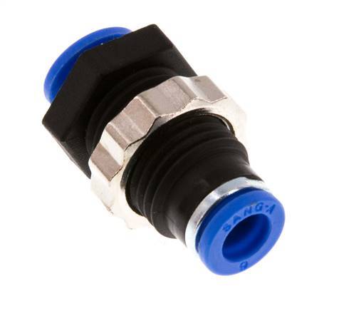 Raccord enfichable 6mm PA 66 NBR Bulkhead [2 Pièces]