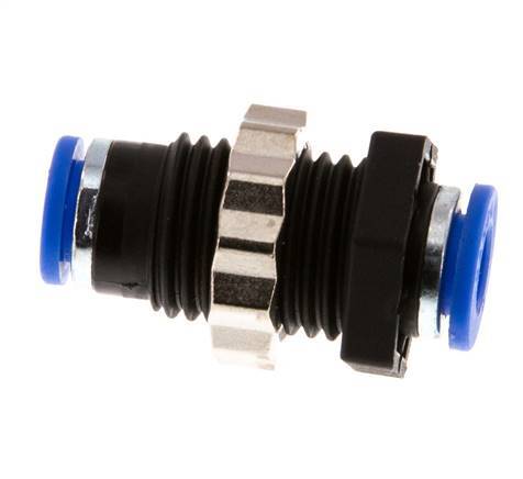 Raccord enfichable 6mm PA 66 NBR Bulkhead [2 Pièces]