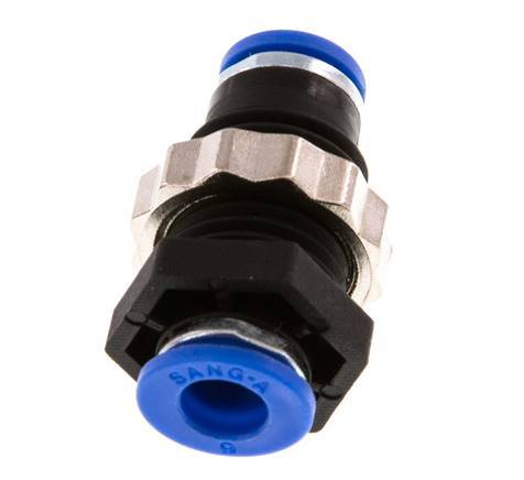Raccord enfichable 6mm PA 66 NBR Bulkhead [2 Pièces]