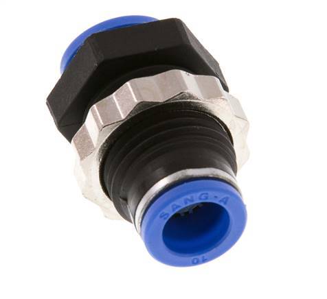10mm Push-in Fitting PA 66 NBR Bulkhead [2 Pieces]