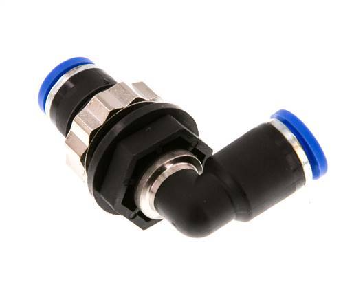Raccord enfichable coudé 90deg 8mm PA 66 NBR Bulkhead