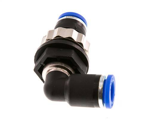 Raccord enfichable coudé 90deg 8mm PA 66 NBR Bulkhead