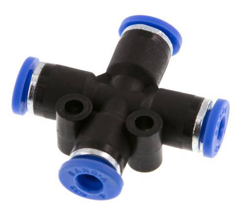 Raccord enfichable croisé 4mm PA 66 NBR [2 pièces].