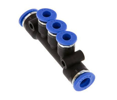 Raccord enfichable 3 voies pour collecteur 4mm x 6mm laiton/PA 66 NBR [2 pièces].