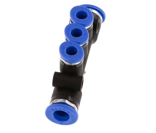 Raccord enfichable 3 voies pour collecteur 4mm x 6mm laiton/PA 66 NBR [2 pièces].
