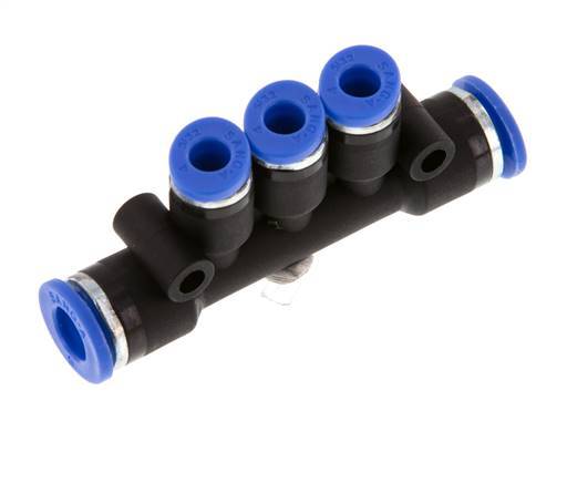 Raccord enfichable 3 voies pour collecteur 4mm x 6mm laiton/PA 66 NBR [2 pièces].