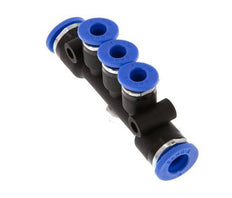 Raccord enfichable 3 voies pour collecteur 4mm x 6mm laiton/PA 66 NBR [2 pièces].