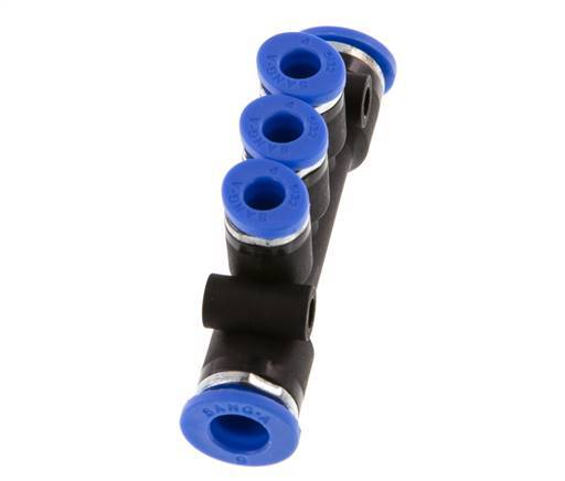 Raccord enfichable 3 voies pour collecteur 4mm x 6mm laiton/PA 66 NBR [2 pièces].