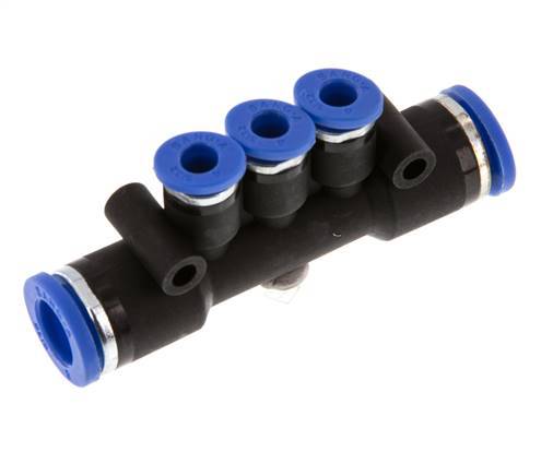 Raccord enfichable à 3 voies pour collecteur 4mm x 8mm Laiton/PA 66 NBR