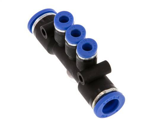 Raccord enfichable à 3 voies pour collecteur 4mm x 8mm Laiton/PA 66 NBR