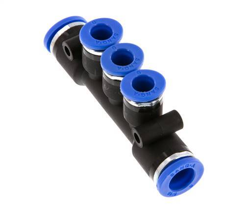 Raccord enfichable 3 voies pour collecteur 6mm x 8mm Laiton/PA 66 NBR