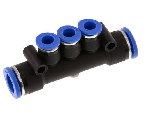 Raccord enfichable 3 voies pour collecteur 6mm x 10mm Laiton/PA 66 NBR