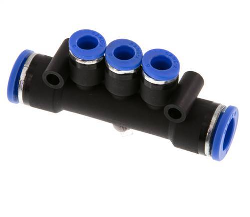 Raccord enfichable 3 voies pour collecteur 6mm x 10mm Laiton/PA 66 NBR