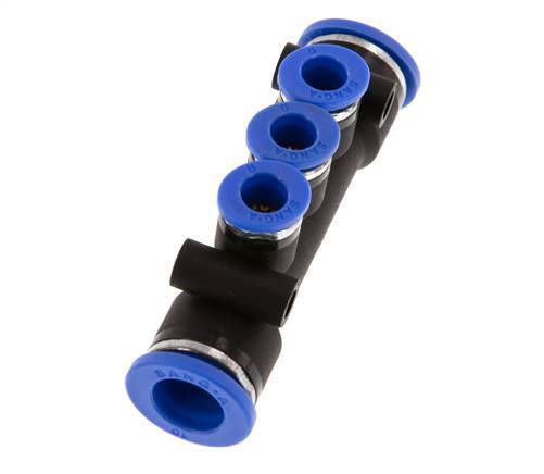 Raccord enfichable 3 voies pour collecteur 6mm x 10mm Laiton/PA 66 NBR