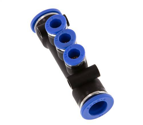 Raccord enfichable 3 voies pour collecteur 6mm x 10mm Laiton/PA 66 NBR