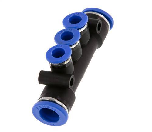 Raccord enfichable 3 voies pour collecteur 6mm x 10mm Laiton/PA 66 NBR