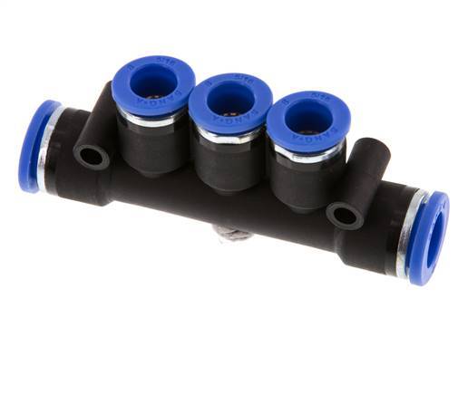8mm x 10mm Manifold à 3 voies, raccord instantané laiton/PA 66 NBR