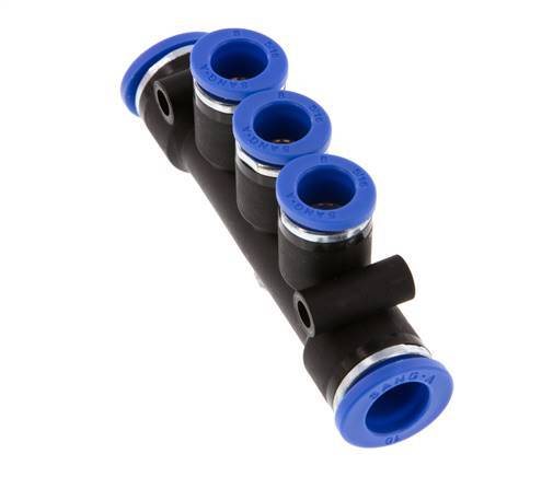 8mm x 10mm Manifold à 3 voies, raccord instantané laiton/PA 66 NBR