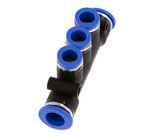8mm x 10mm Manifold à 3 voies, raccord instantané laiton/PA 66 NBR