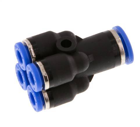 4mm x 6mm 4-way Y Manifold Push-in Fitting Brass/PA 66 NBR [2 Pieces]