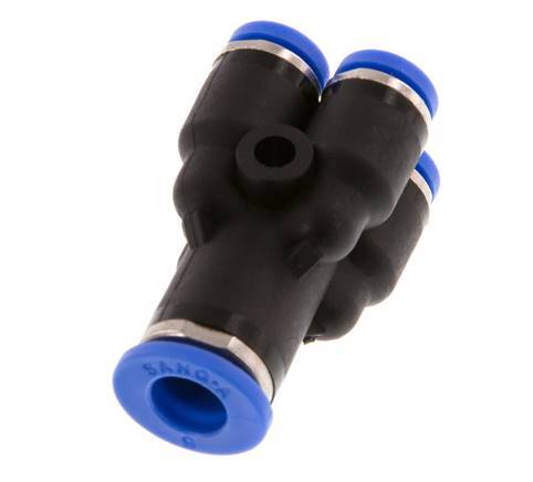 4mm x 6mm 4-way Y Manifold Push-in Fitting Brass/PA 66 NBR [2 Pieces]