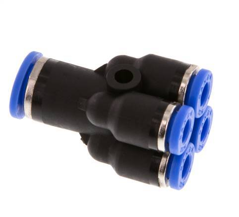 4mm x 6mm 4-way Y Manifold Push-in Fitting Brass/PA 66 NBR [2 Pieces]