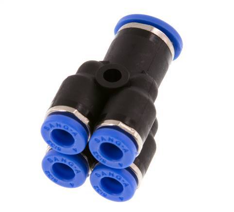 4mm x 6mm 4-way Y Manifold Push-in Fitting Brass/PA 66 NBR [2 Pieces]