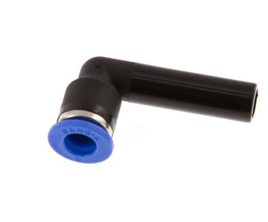 Raccord enfichable coudé 90deg 6mm x 8mm avec bouchon PA 66 NBR [2 pièces].