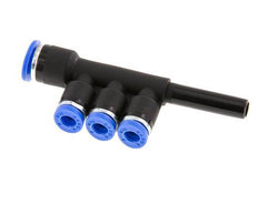 4mm x 6mm x 6mm 3-way Manifold Push-in Fitting with Plug-in Brass/PA 66 NBR