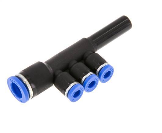 4mm x 8mm x 8mm Manifold à 3 voies avec raccord enfichable Laiton/PA 66 NBR