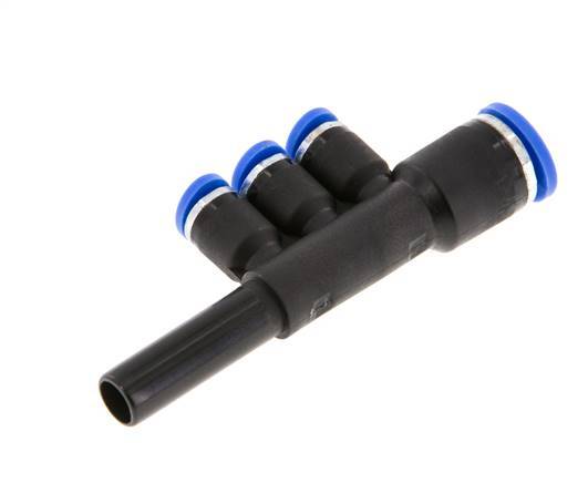 4mm x 8mm x 8mm Manifold à 3 voies avec raccord enfichable Laiton/PA 66 NBR