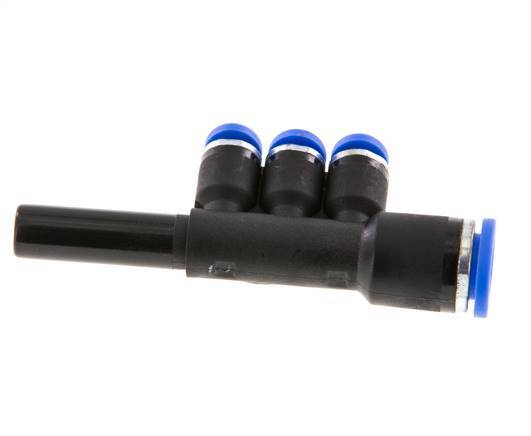 4mm x 8mm x 8mm Manifold à 3 voies avec raccord enfichable Laiton/PA 66 NBR