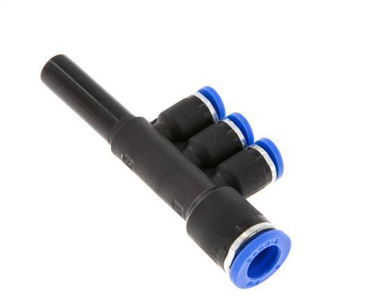 4mm x 8mm x 8mm Manifold à 3 voies avec raccord enfichable Laiton/PA 66 NBR