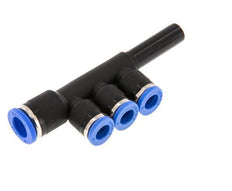 6mm x 8mm x 8mm 3-way Manifold Push-in Fitting with Plug-in Brass/PA 66 NBR
