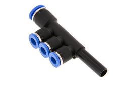 6mm x 8mm x 8mm 3-way Manifold Push-in Fitting with Plug-in Brass/PA 66 NBR
