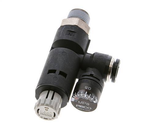 Régulateur de pression pneumatique 8mm - R1/4'' avec manomètre