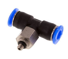 4mm x M 3 Inline Tee Push-in Fitting with Male Threads Steel/PBT NBR Rotatable Compact Design [2 Pieces]