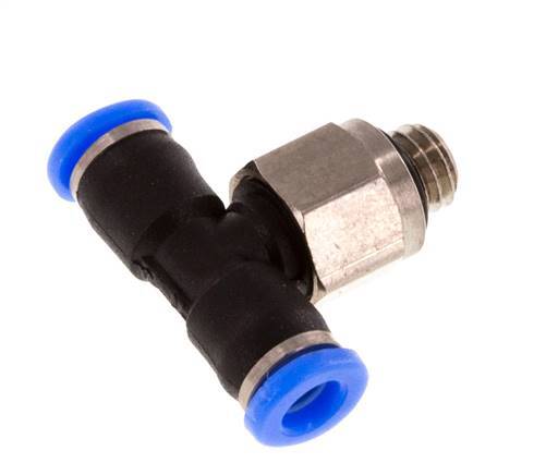 3mm x M 5 Inline Tee Push-in Fitting with Male Threads Brass/PBT NBR Rotatable Compact Design [2 Pieces]