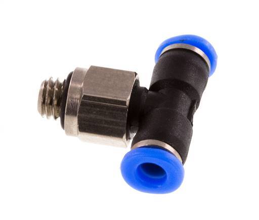 3mm x M 5 Inline Tee Push-in Fitting with Male Threads Brass/PBT NBR Rotatable Compact Design [2 Pieces]