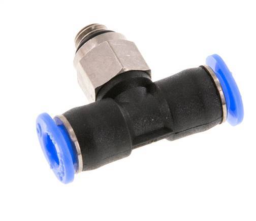 4mm x M 5 Inline Tee Push-in Fitting with Male Threads Brass/PBT NBR Rotatable Compact Design [2 Pieces]