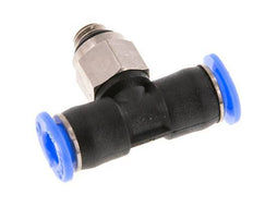 4mm x M 5 Inline Tee Push-in Fitting with Male Threads Brass/PBT NBR Rotatable Compact Design [2 Pieces]