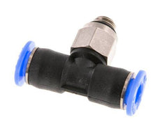 4mm x M 5 Inline Tee Push-in Fitting with Male Threads Brass/PBT NBR Rotatable Compact Design [2 Pieces]