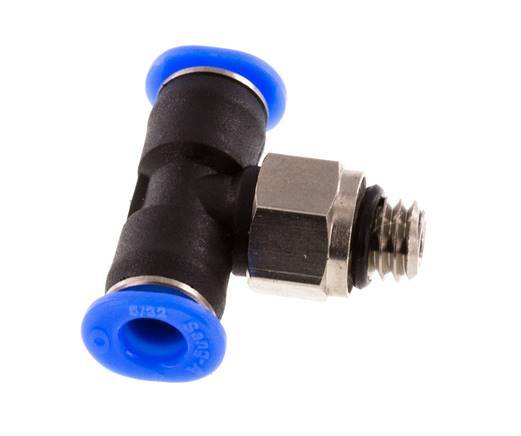 4mm x M 6 Inline Tee Push-in Fitting with Male Threads Brass/PBT NBR Rotatable Compact Design [2 Pieces]