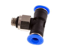 4mm x M 6 Inline Tee Push-in Fitting with Male Threads Brass/PBT NBR Rotatable Compact Design [2 Pieces]
